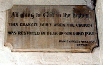 Plaque in the chancel March 2012